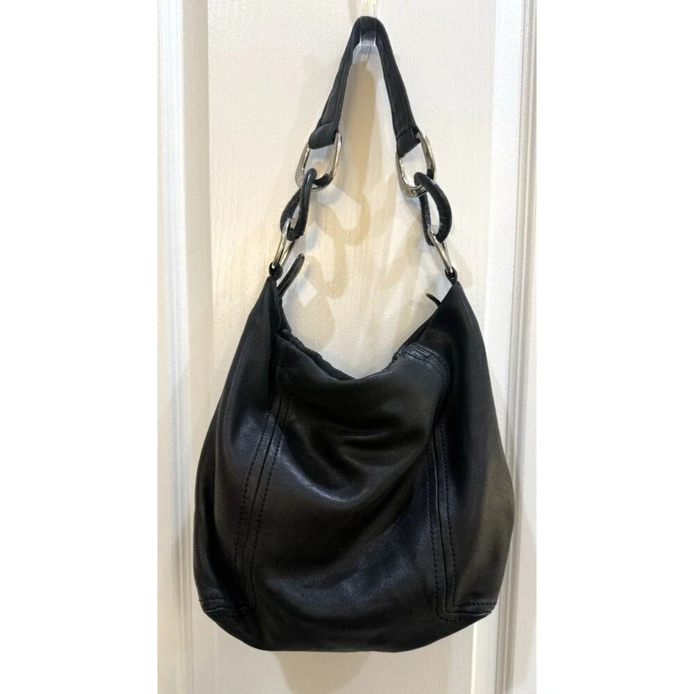 Michael Kors Black Nappa Soft Leather Slouchy Hobo Shoulder Handbag Purse